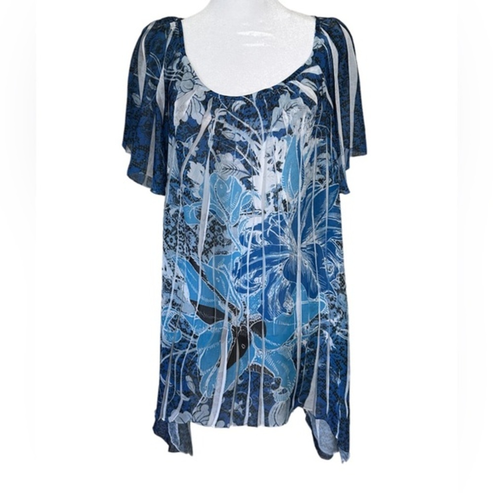 Cato size 18-20W floral top blue
